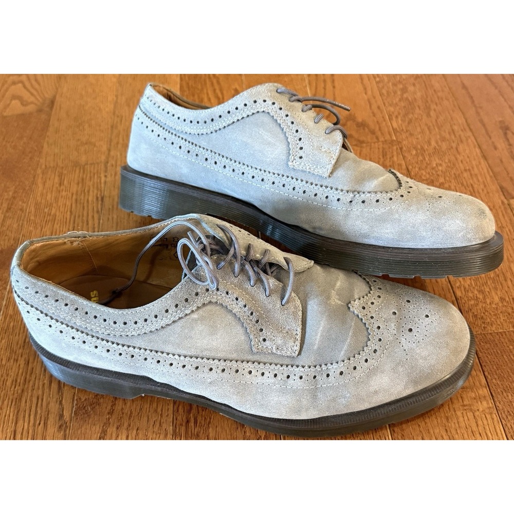 Doc Martens Grey Suede Canvas Wingtip Derby Shoes AW004 Men's Size 13